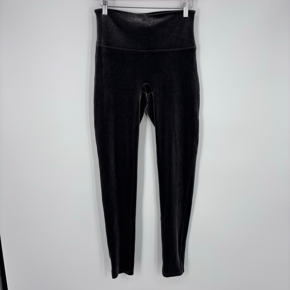 Spanx Ready To Wow! Velvet Leggings Womens L Dark Gray High Waisted Slimming